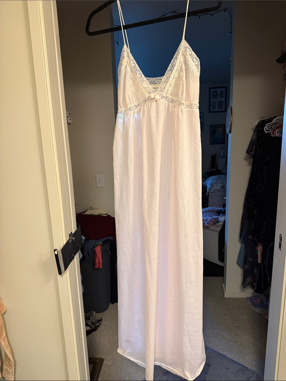 Christian Dior Women's Lace Trim White Nightgown